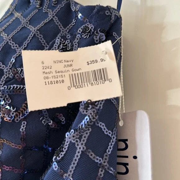 NWT Nina Canacci Prom Dress Navy Blue Size 6-Juniors - Picture 9 of 14